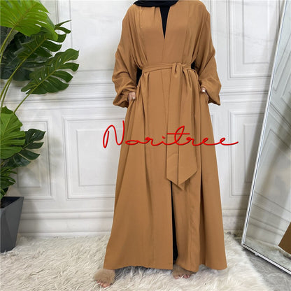 Fashion Muslim Dress Smooth Silky Elegant Pure Color