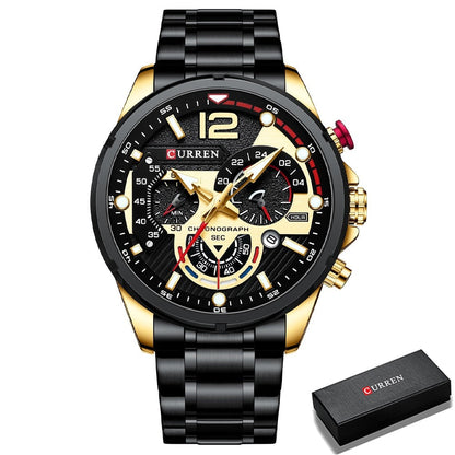 Chronograph Wristwatches Luxury Stainless Steel Clock