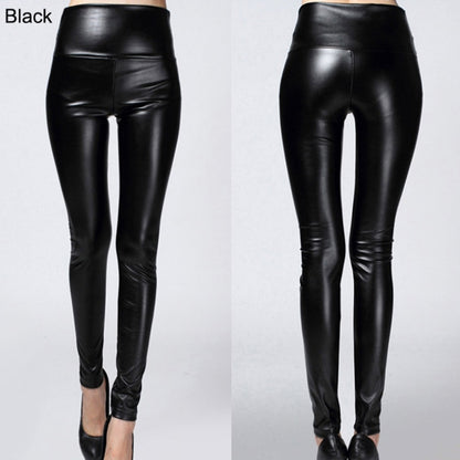 Faux Leather Leggings High Waist PU Fleece Female Plus Size Trousers