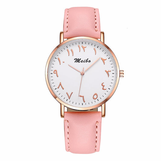 Women Arabic Numbers Watch Luxury Leather Quartz Wristwatches Clock