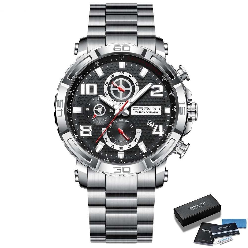 Watches Big Dial Waterproof Stainless Steel with Luminous hands Date