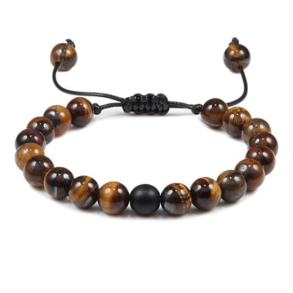 Bracelet Tiger Eye Stone Braided Bracelet Black Matte Natural Stone