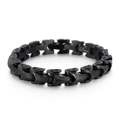 Mens Bracelet 316L Stainless Steel Black Gold Silver Viking Fashion