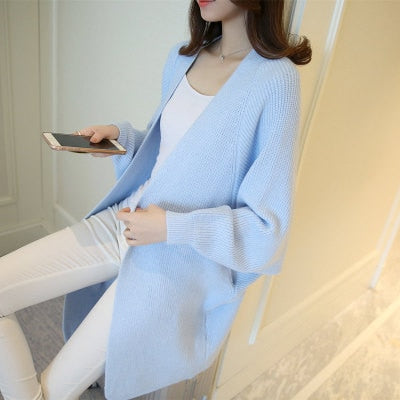 Sleeve Knitted Sweater Femme Jacket Loose Ladies Sweaters