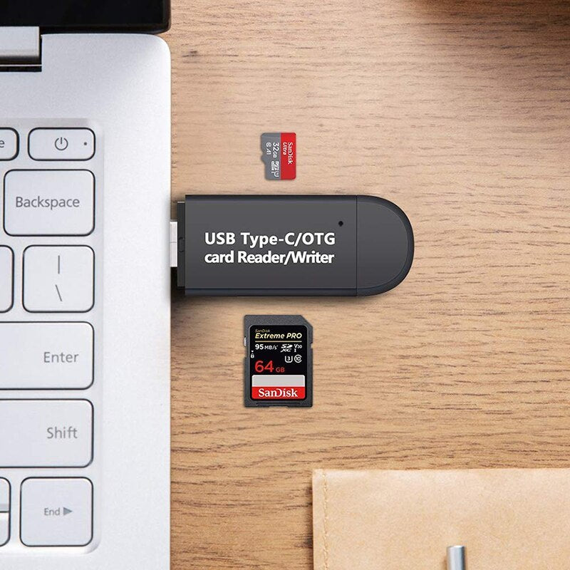 Universal 3 in 1 Card Reader Type C & Micro USB & USB to Micro SD TF