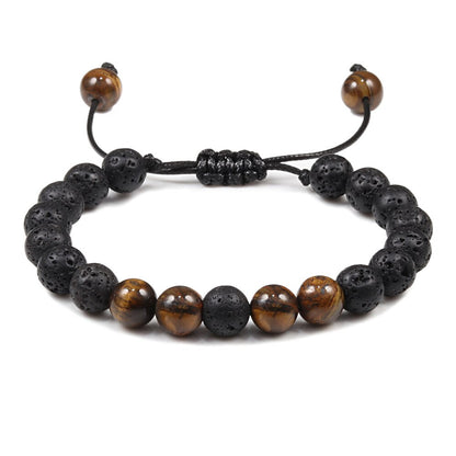 Bracelet Tiger Eye Stone Braided Bracelet Black Matte Natural Stone