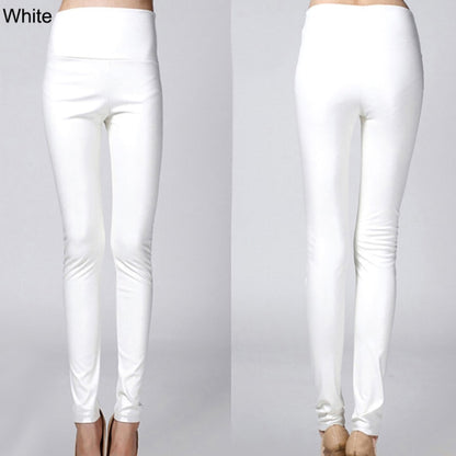 Faux Leather Leggings High Waist PU Fleece Female Plus Size Trousers