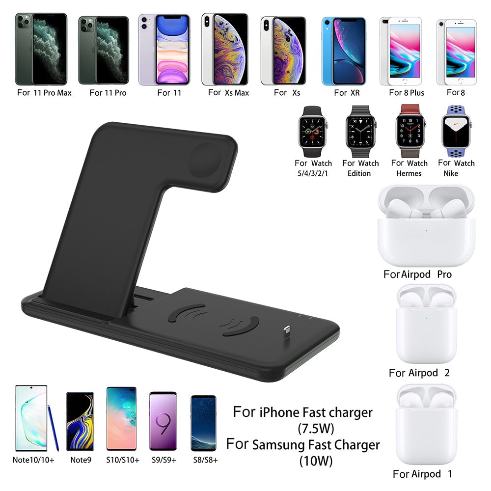15W Qi Fast Wireless Charger Stand For iPhone 11 XR X 8 Apple