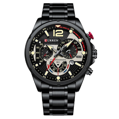 Chronograph Wristwatches Luxury Stainless Steel Clock