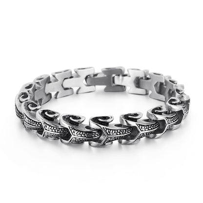 Mens Bracelet 316L Stainless Steel Black Gold Silver Viking Fashion