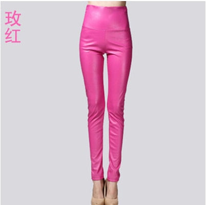 Elastic Stretch Faux Leather Skinny Pencil Pant