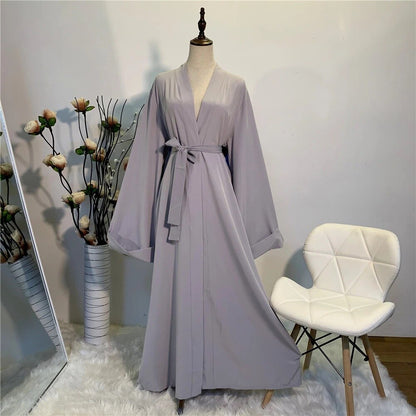 Fashion Muslim Dress Smooth Silky Elegant Pure Color