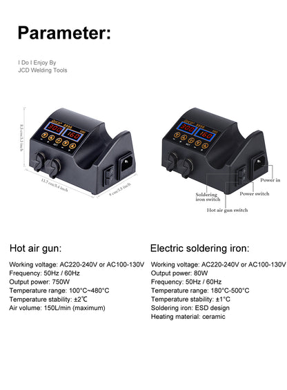 2in1 750W Soldering station LCD Digital display welding rework station