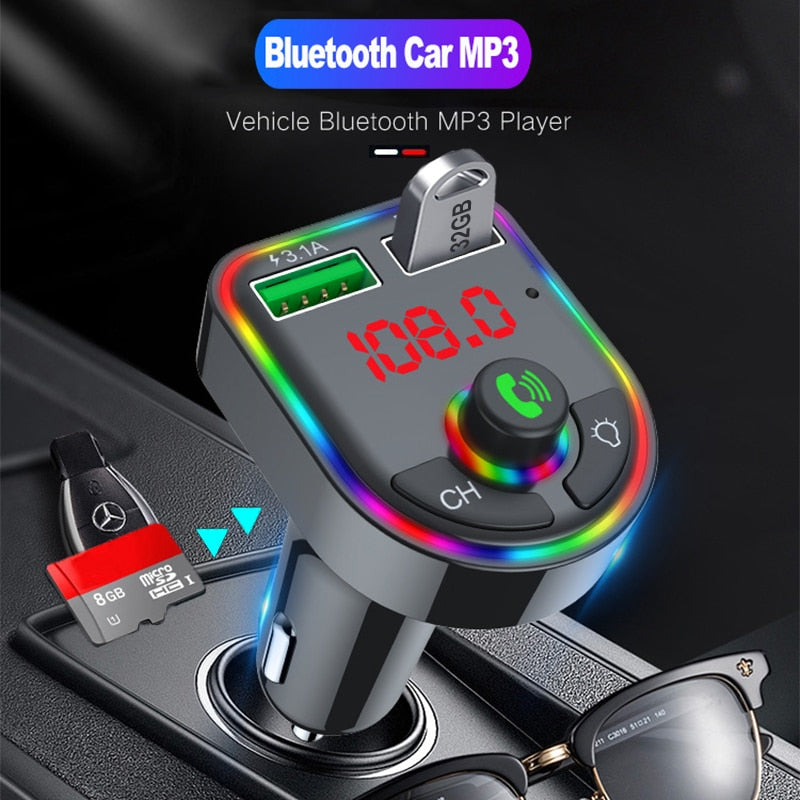 Ambient Light Bluetooth 5.0 FM Transmitter Car Fast Charge