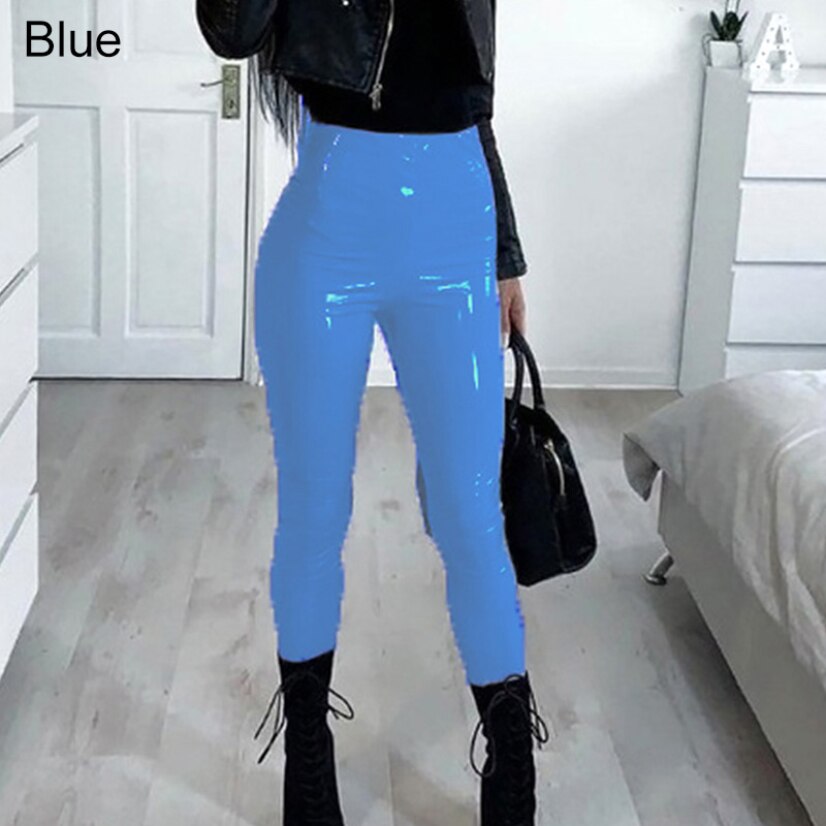 Leather Trousers Bright PU Elasticity Pants
