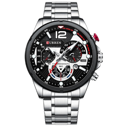 Chronograph Wristwatches Luxury Stainless Steel Clock