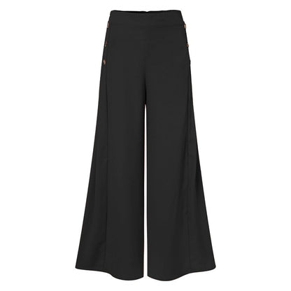 Women's Fashion Pants Casual Wide Leg Vintage Elastic Trousers