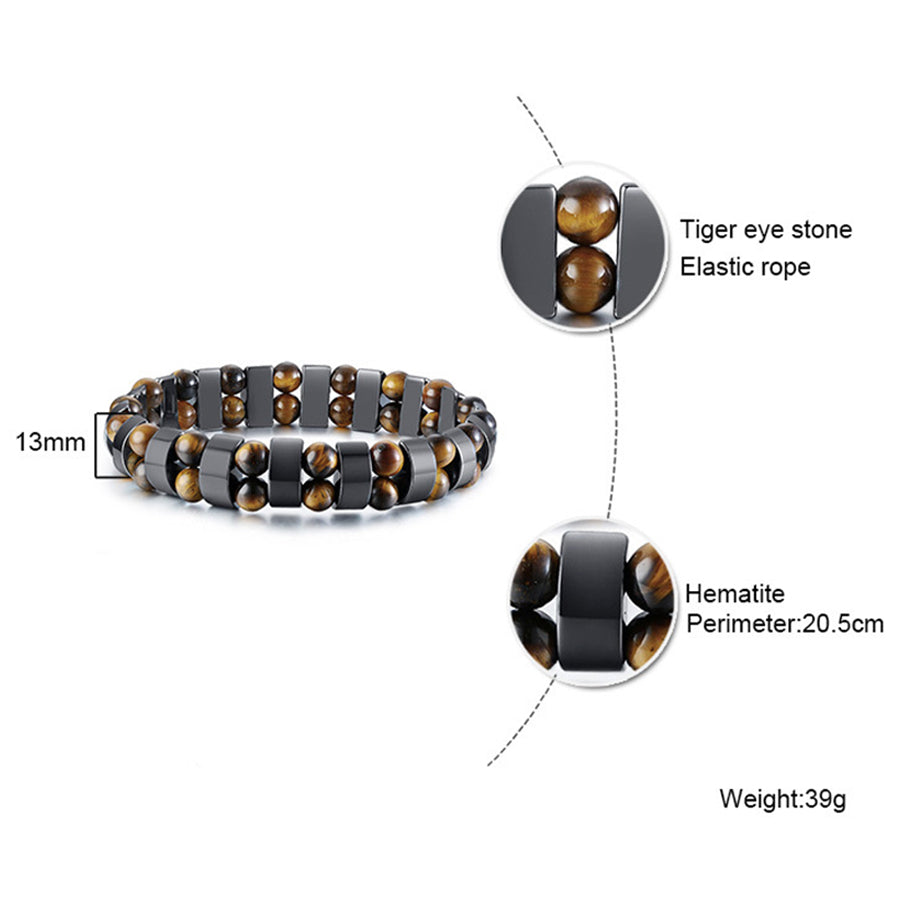 Double Hematite Tiger's Eye Bracelets Natural Energy Stone Jewelry
