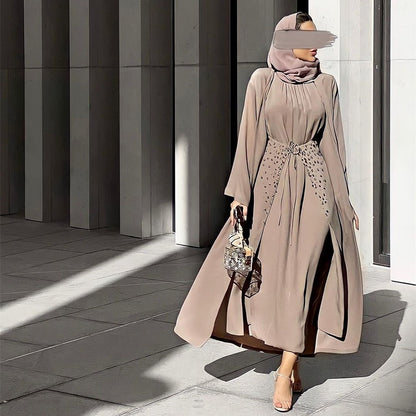 Open Abaya Sets Hijab Long Dress For Muslim Women