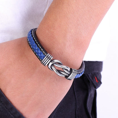 Men's Leather Bracelet Stainless Steel