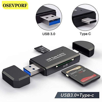 Universal 3 in 1 Card Reader Type C & Micro USB & USB to Micro SD TF