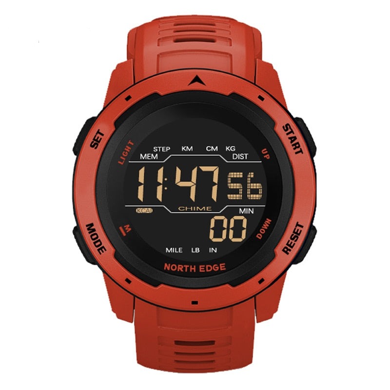 Digital Watch Sport Dual Time Pedometer Alarm Clock Waterproof