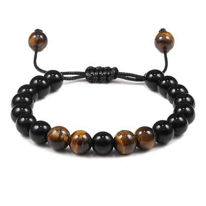 Bracelet Tiger Eye Stone Braided Bracelet Black Matte Natural Stone