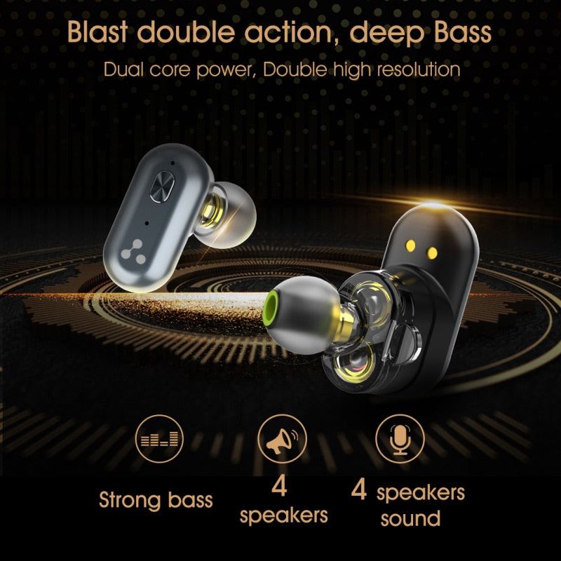 Bluetooth V5.0 bass earphones wireless Volume control noise reduction