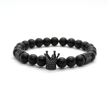 Bracelet Matte Oxyn Stone Beads Skull Erkek Bileklik Set Crown Jewelry