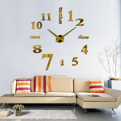 3d real big wall clock rushed mirror sticker diy living room decor