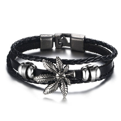 Lucky Vintage Leather Bracelet Raja Vegas Charm Multilayer Braided