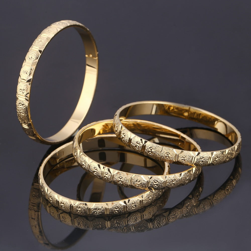 4pcs Bangle Jewelry Dubai Ethiopian Gold Bracelets Jewelry Women Gift