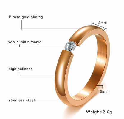 Stainless Steel Cubic Zirconia Stone Rings for Woman