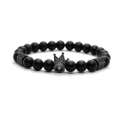 Bracelet Matte Oxyn Stone Beads Skull Erkek Bileklik Set Crown Jewelry