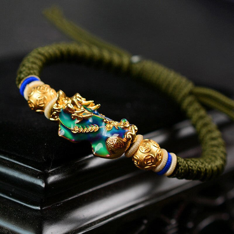 Temperature Change Color Lucky Brave Troops Pixiu Braided Rope
