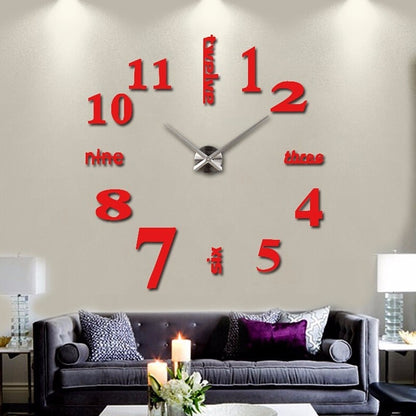 3d real big wall clock rushed mirror sticker diy living room decor