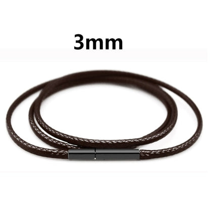 Black Necklace Cord Leather With Stainless Steel Clasp For Men Women