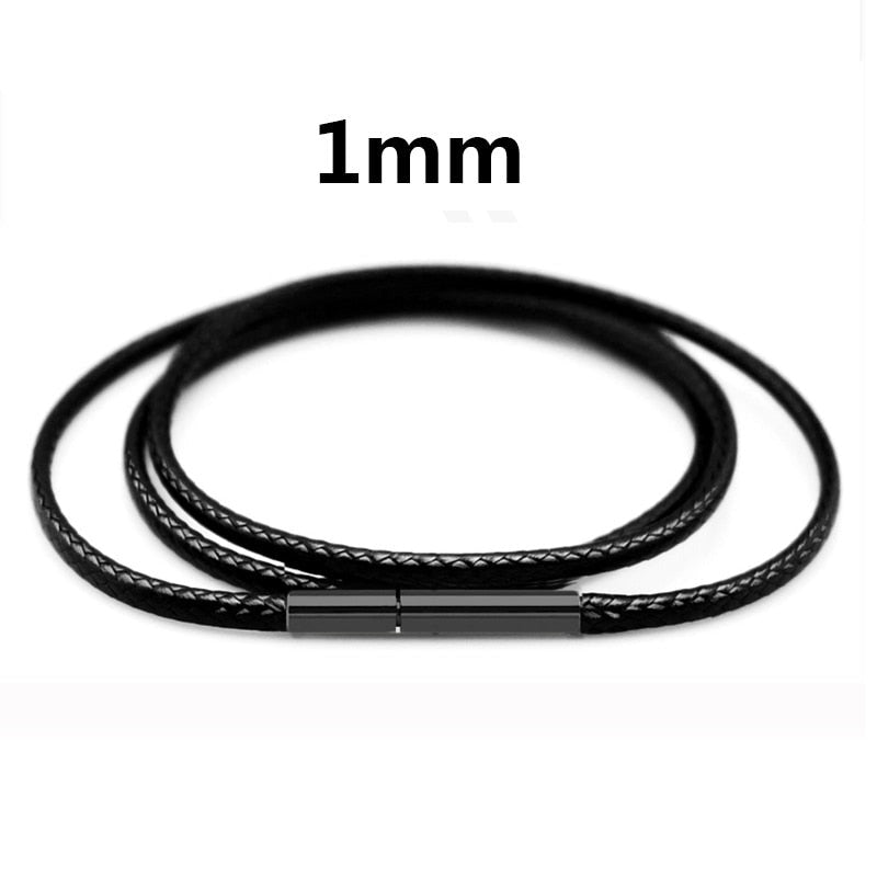 Black Necklace Cord Leather With Stainless Steel Clasp For Men Women