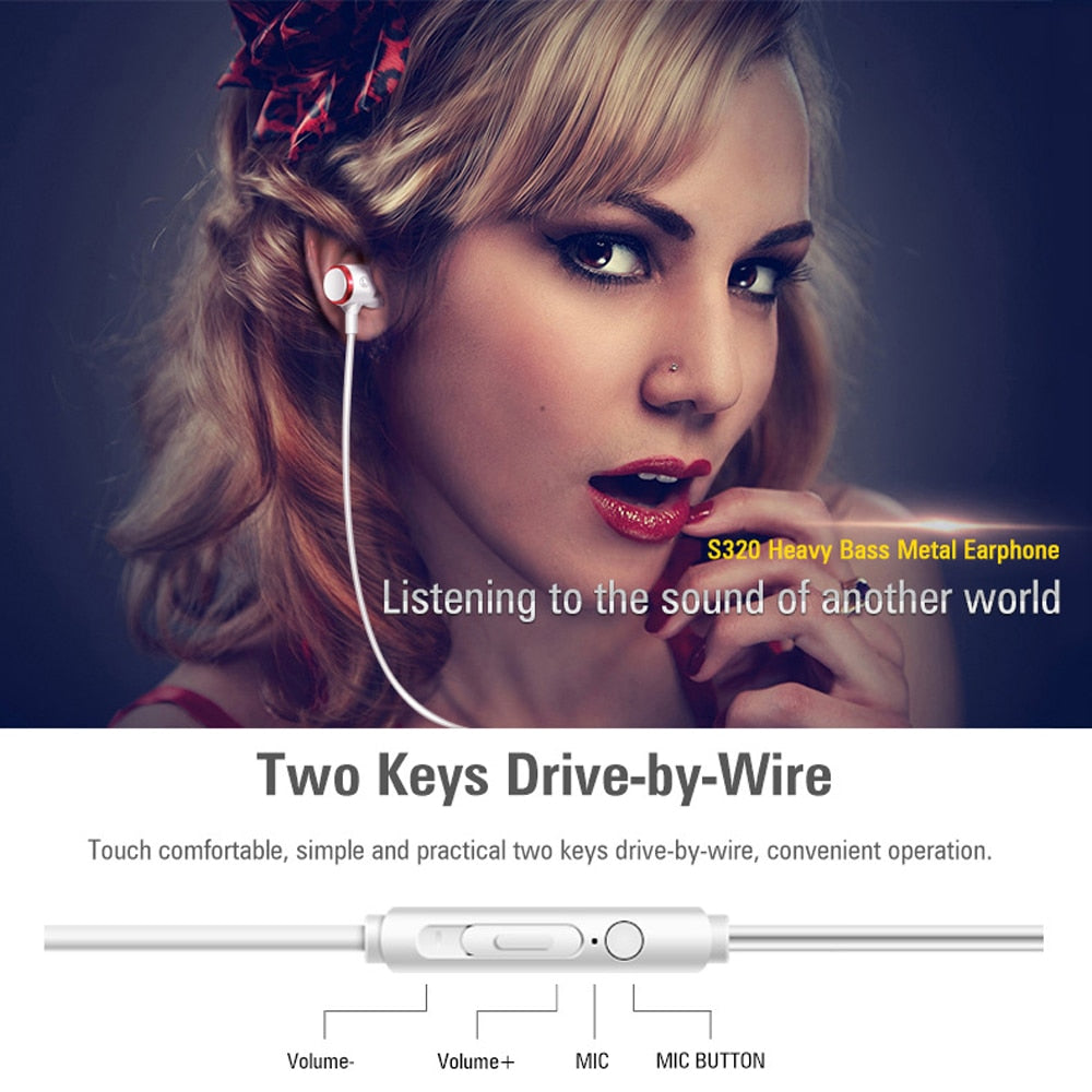 Stereo Bass Headphone In-Ear 3.5MM Wired Earphones Metal HIFI Earpiece