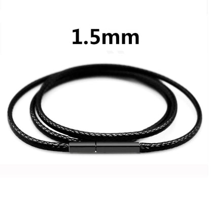 Black Necklace Cord Leather With Stainless Steel Clasp For Men Women