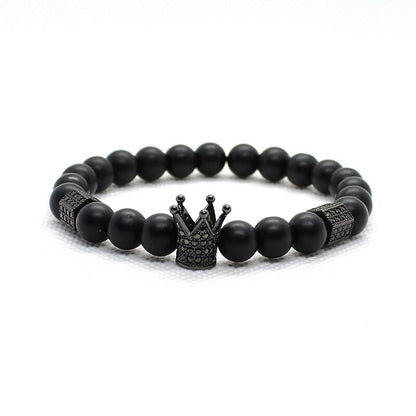 Bracelet Matte Oxyn Stone Beads Skull Erkek Bileklik Set Crown Jewelry