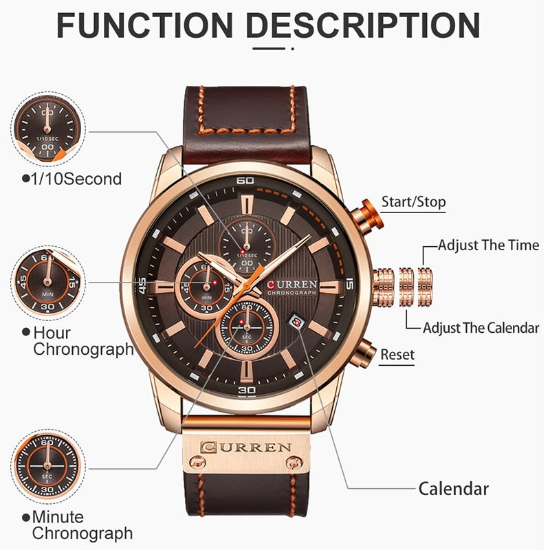 Quartz Wristwatch Chronograph Clock