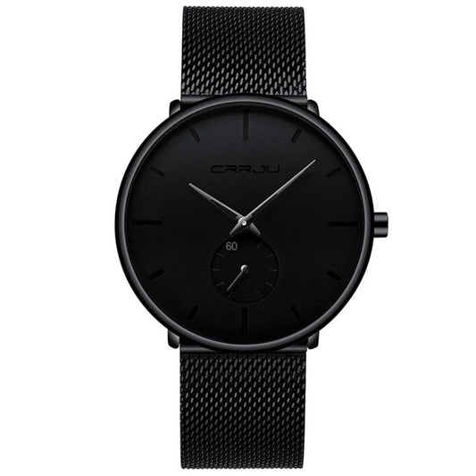 Ultra Thin Creative Black Stainless steel Quartz Watches