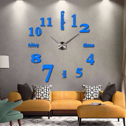 3d real big wall clock rushed mirror sticker diy living room decor