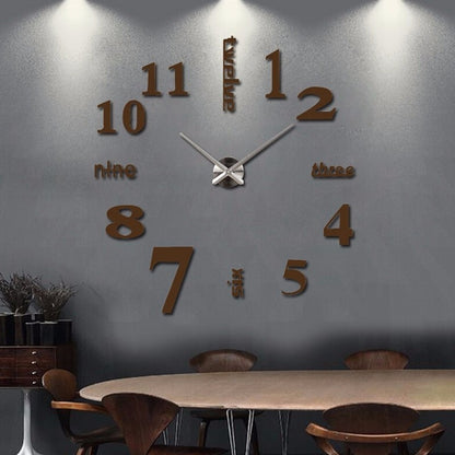 3d real big wall clock rushed mirror sticker diy living room decor