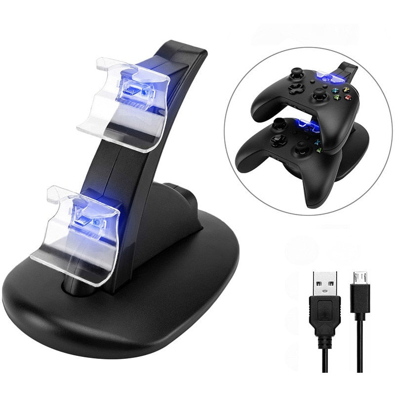 LED USB Dual Game Controller Charger Dock Station for Xbox One