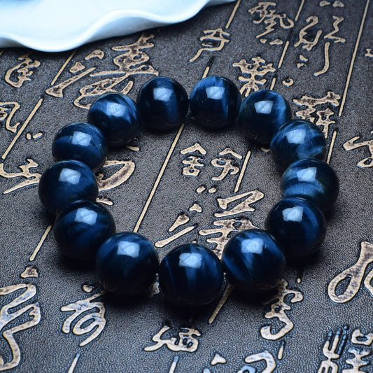Bright Blue Tiger Eyes Natural Stone Beads Bangles Bracelets Jewelry