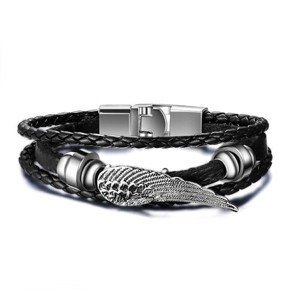 Lucky Vintage Leather Bracelet Raja Vegas Charm Multilayer Braided