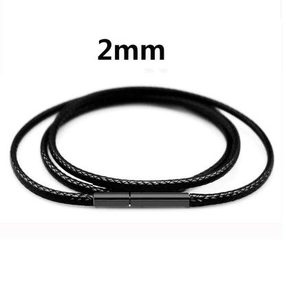 Black Necklace Cord Leather With Stainless Steel Clasp For Men Women