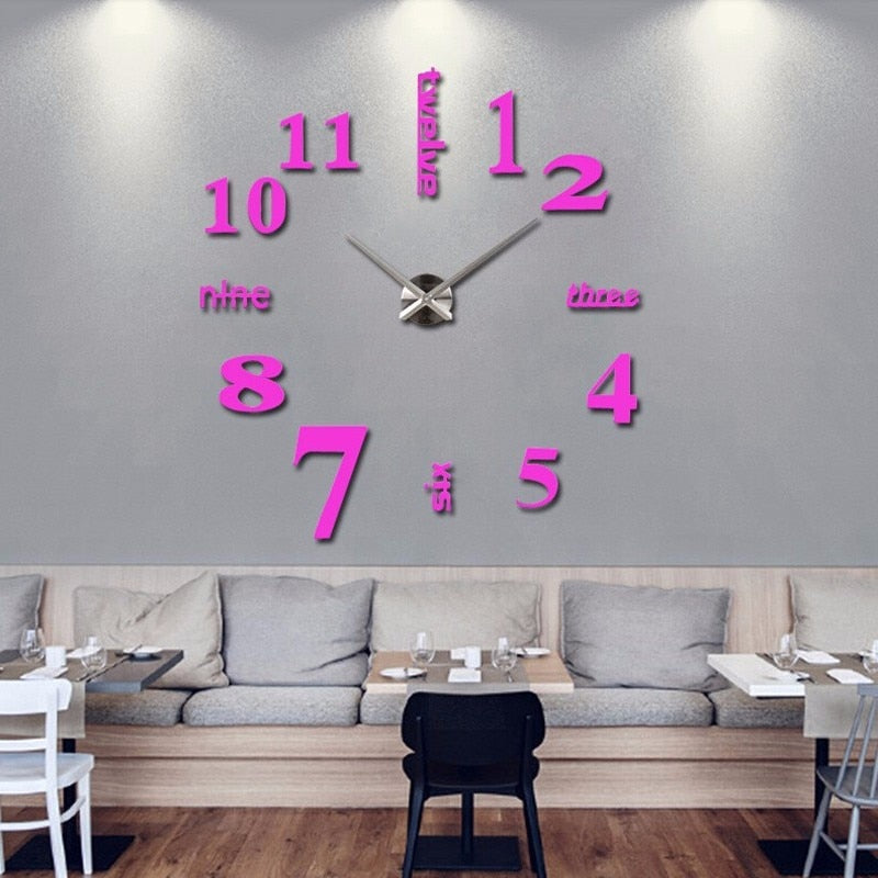 3d real big wall clock rushed mirror sticker diy living room decor